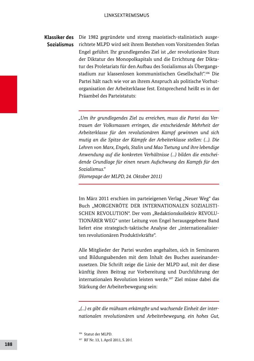 Seite 187 des Verfassungsschutzbericht 2011 Bund