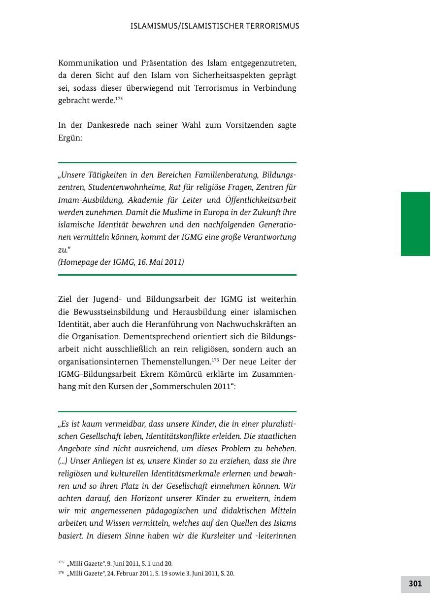 Seite 300 des Verfassungsschutzbericht 2011 Bund