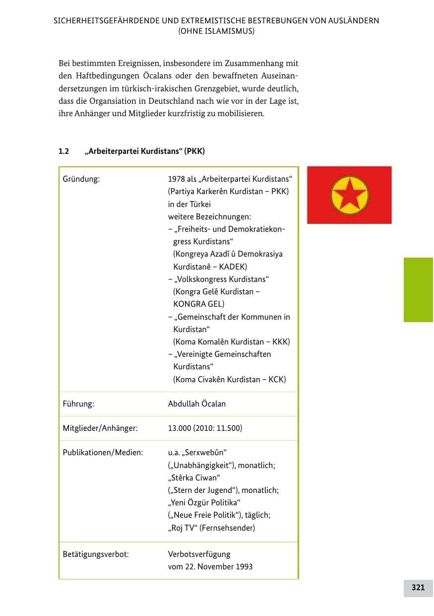 Seite 320 des Verfassungsschutzbericht 2011 Bund