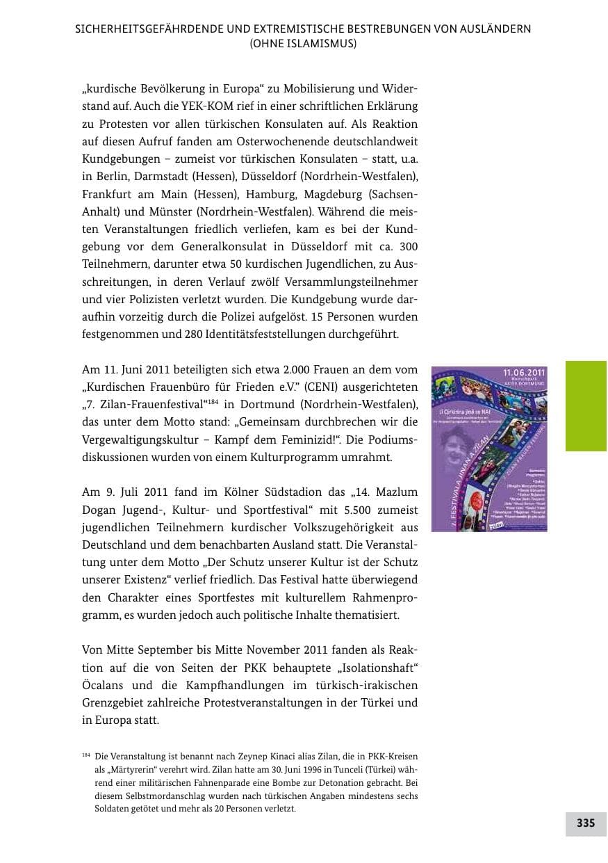 Seite 334 des Verfassungsschutzbericht 2011 Bund
