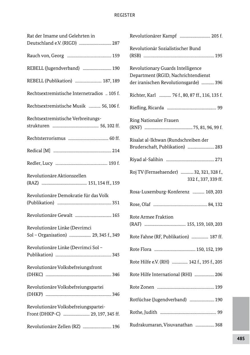 Seite 484 des Verfassungsschutzbericht 2011 Bund