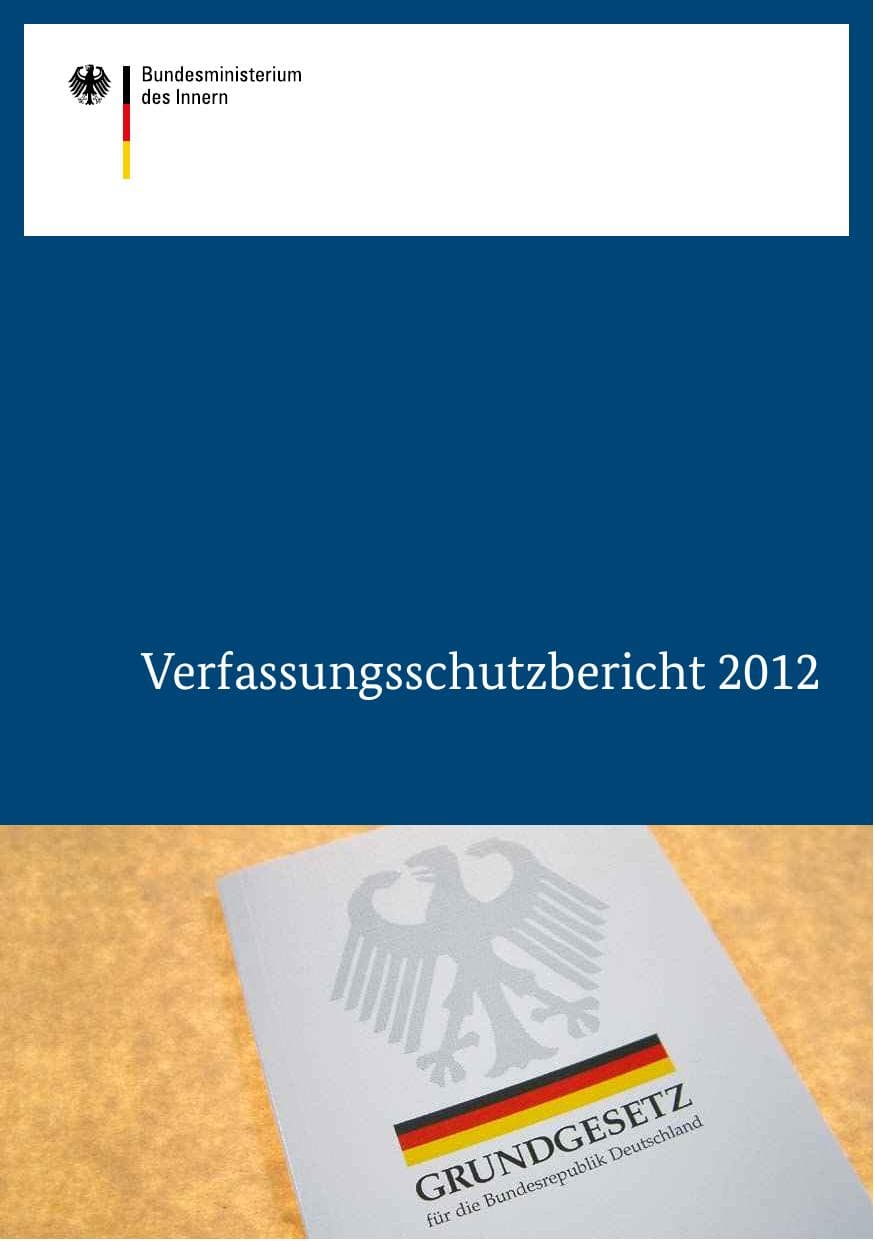 Seite 1 des Verfassungsschutzbericht 2012 Bund