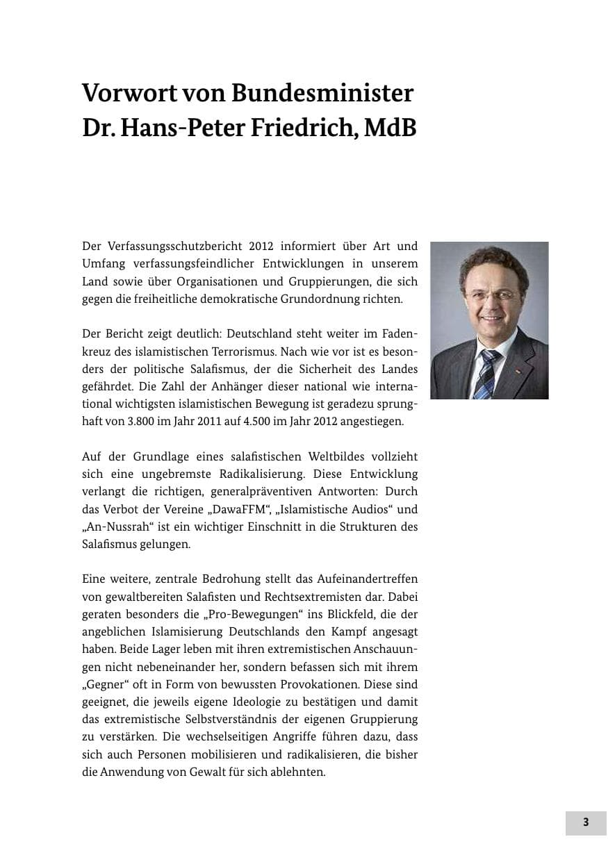 Seite 2 des Verfassungsschutzbericht 2012 Bund