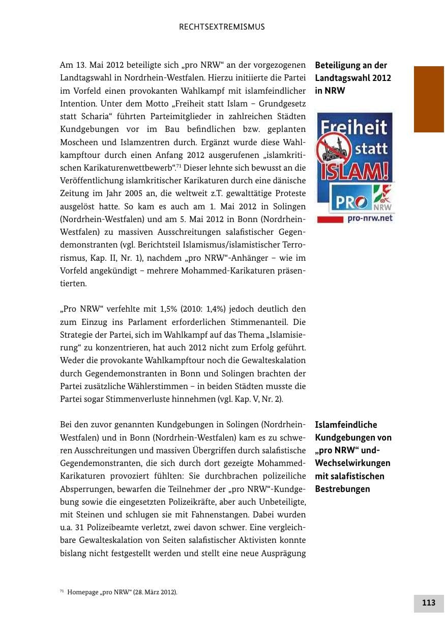 Seite 112 des Verfassungsschutzbericht 2012 Bund
