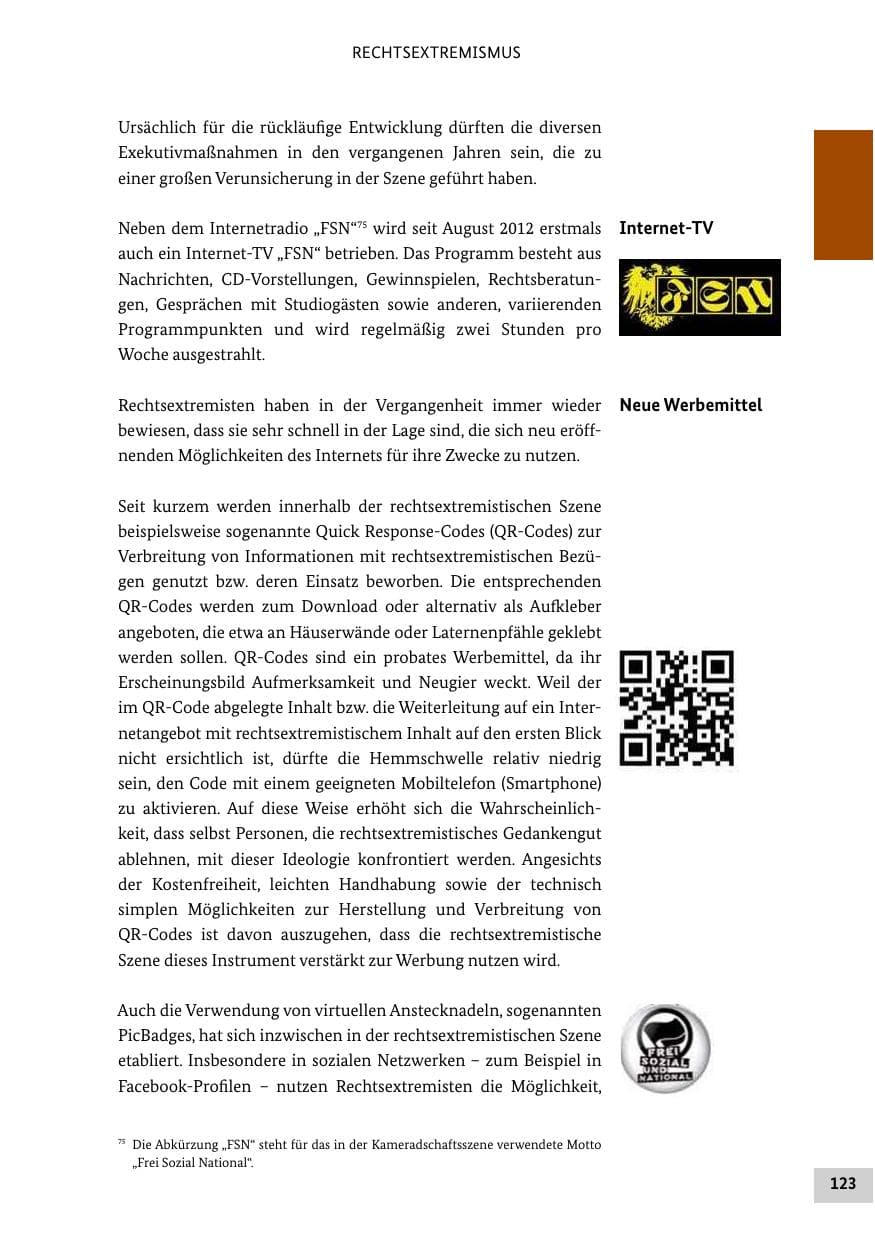Seite 122 des Verfassungsschutzbericht 2012 Bund