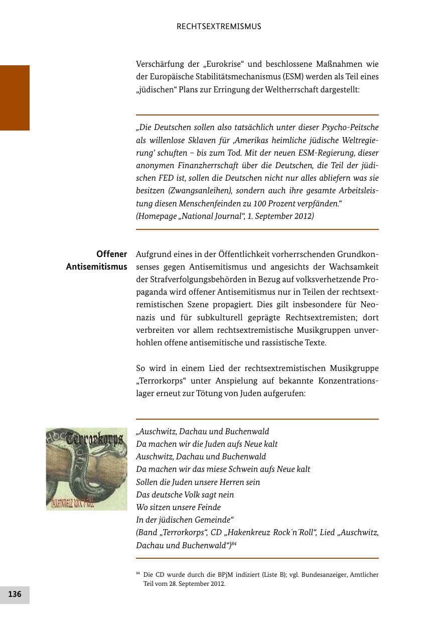 Seite 135 des Verfassungsschutzbericht 2012 Bund