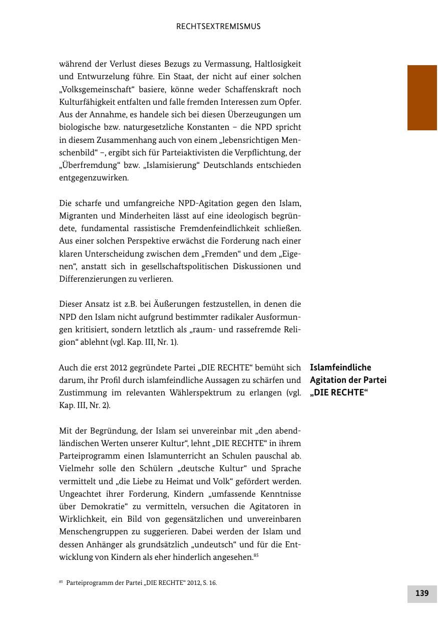 Seite 138 des Verfassungsschutzbericht 2012 Bund