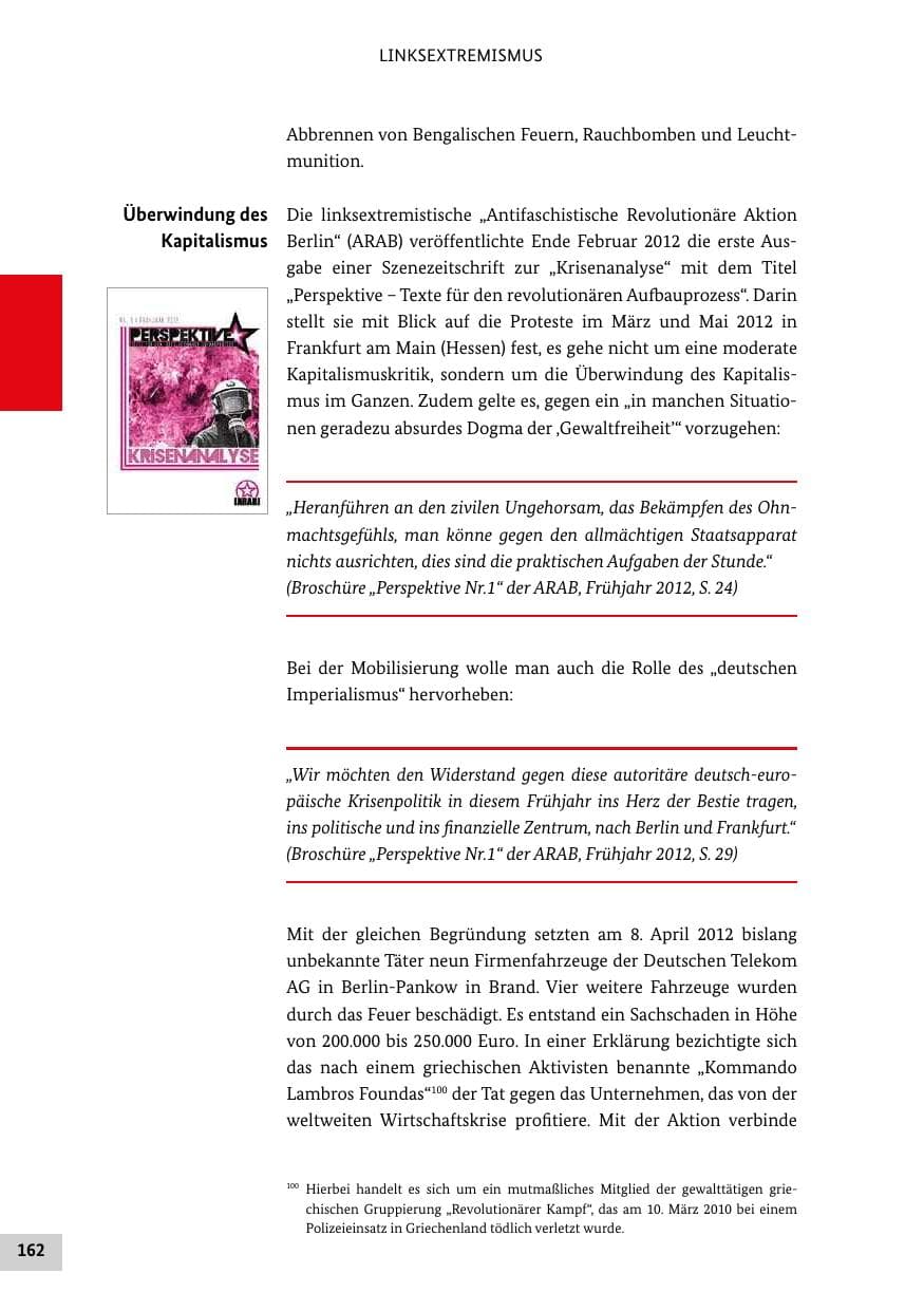 Seite 161 des Verfassungsschutzbericht 2012 Bund