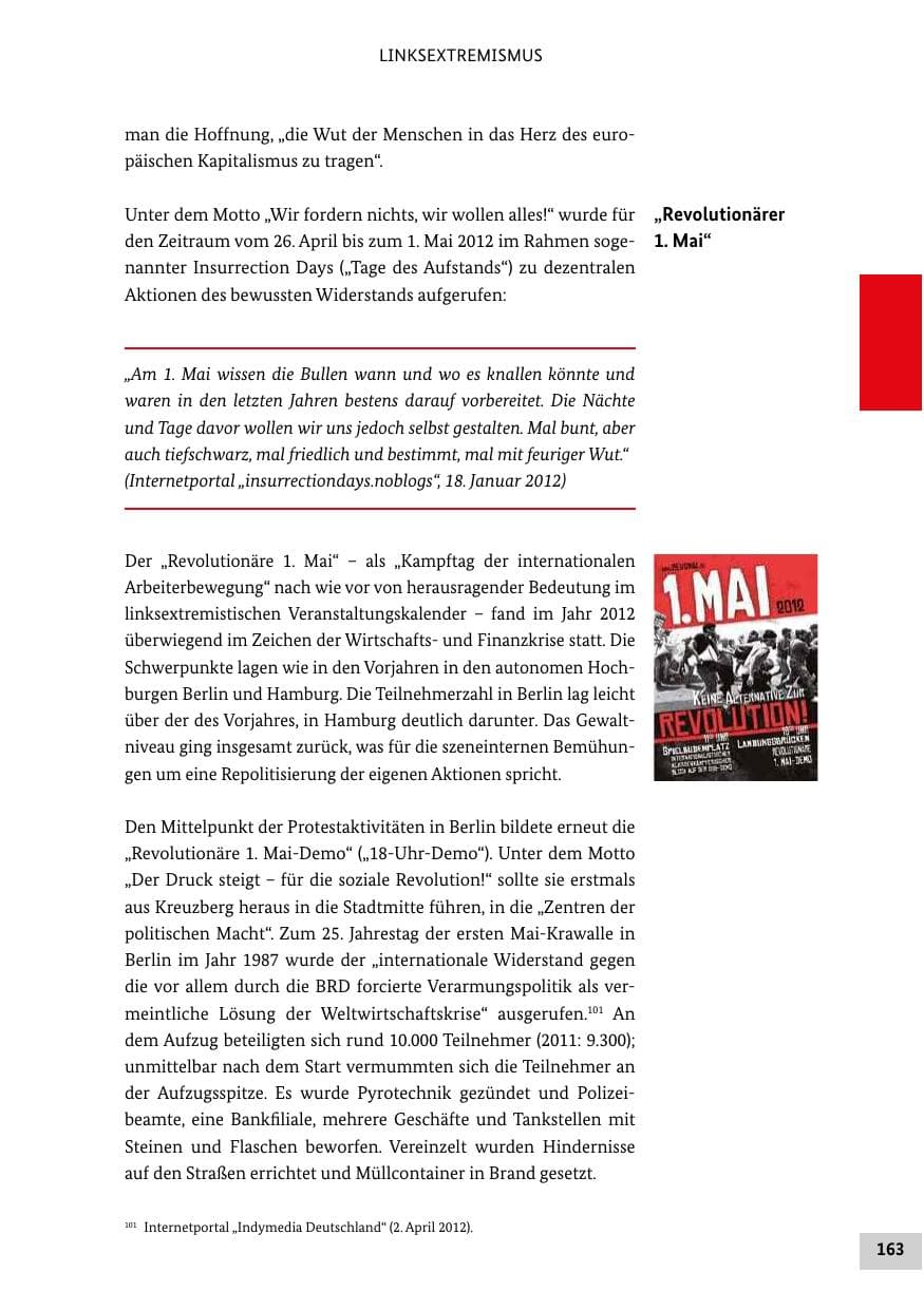 Seite 162 des Verfassungsschutzbericht 2012 Bund