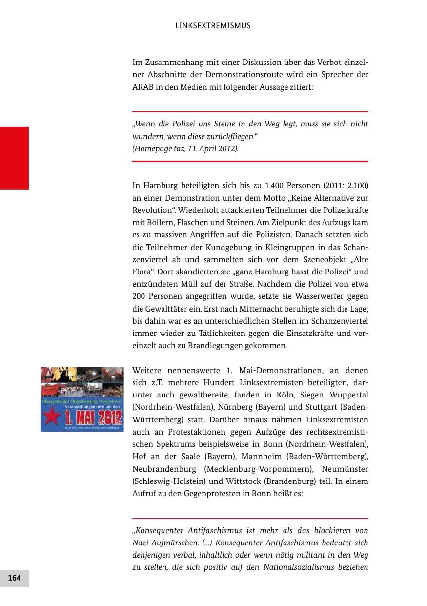 Seite 163 des Verfassungsschutzbericht 2012 Bund