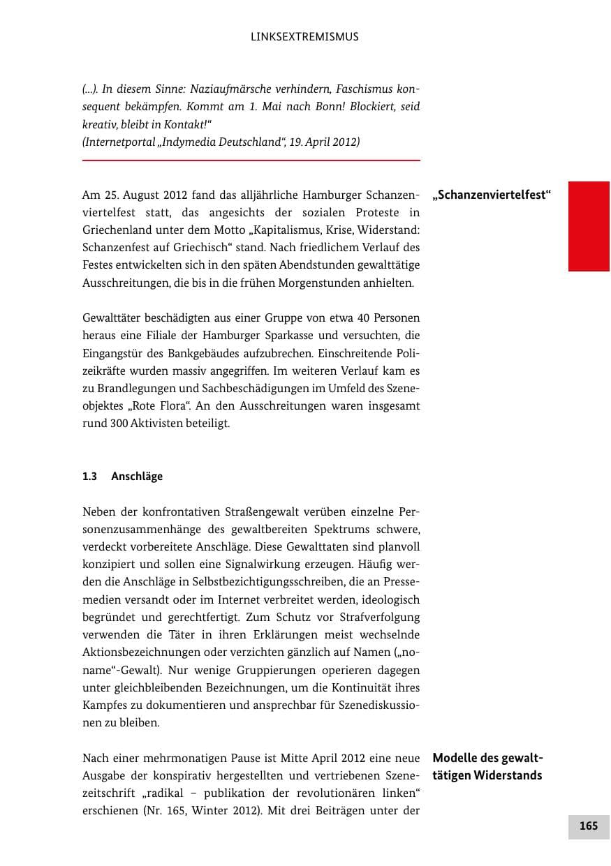 Seite 164 des Verfassungsschutzbericht 2012 Bund