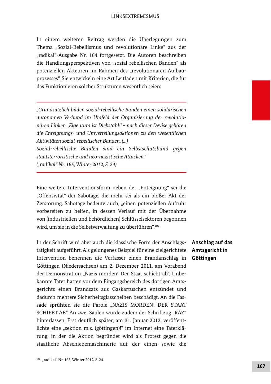 Seite 166 des Verfassungsschutzbericht 2012 Bund