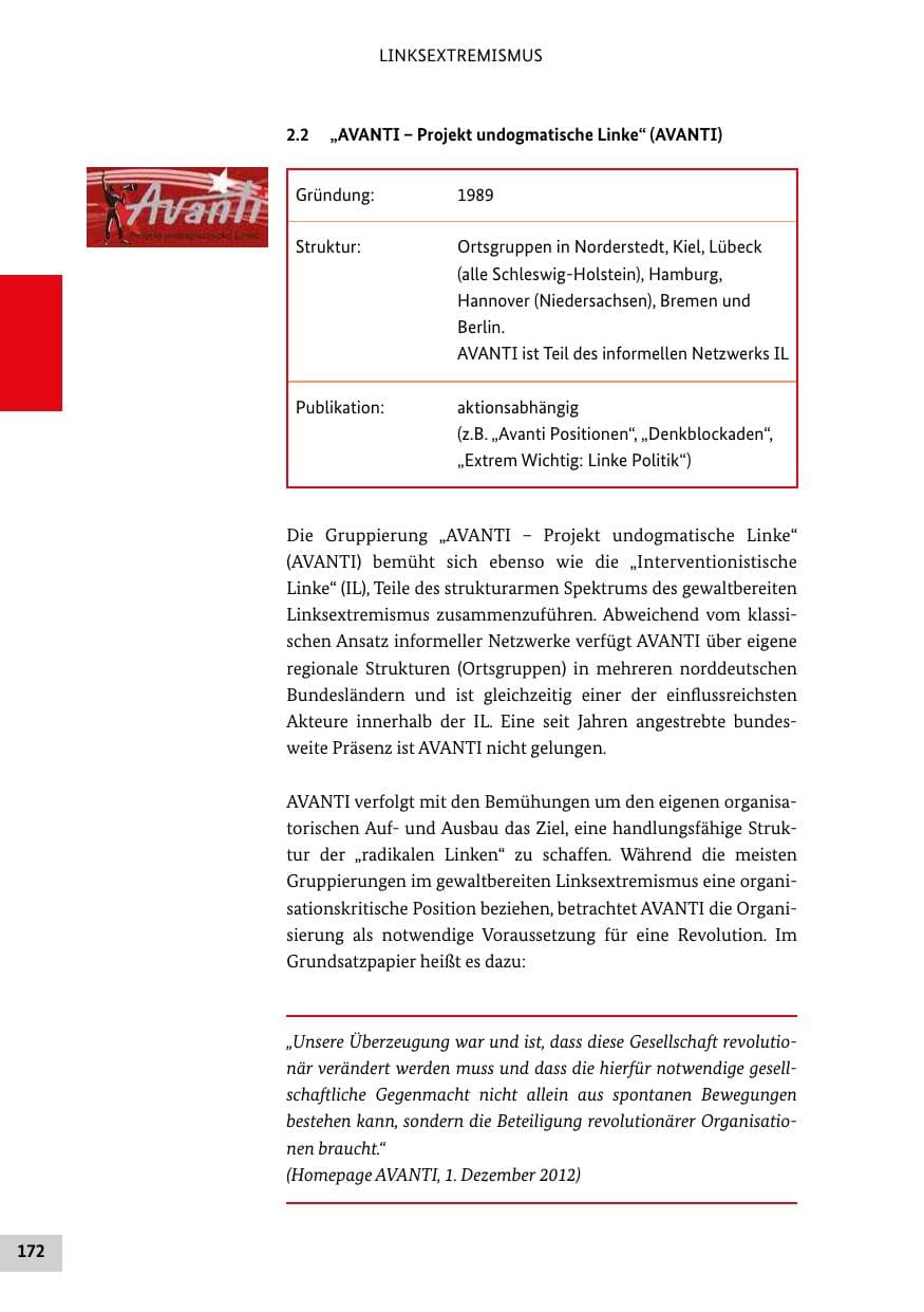 Seite 171 des Verfassungsschutzbericht 2012 Bund