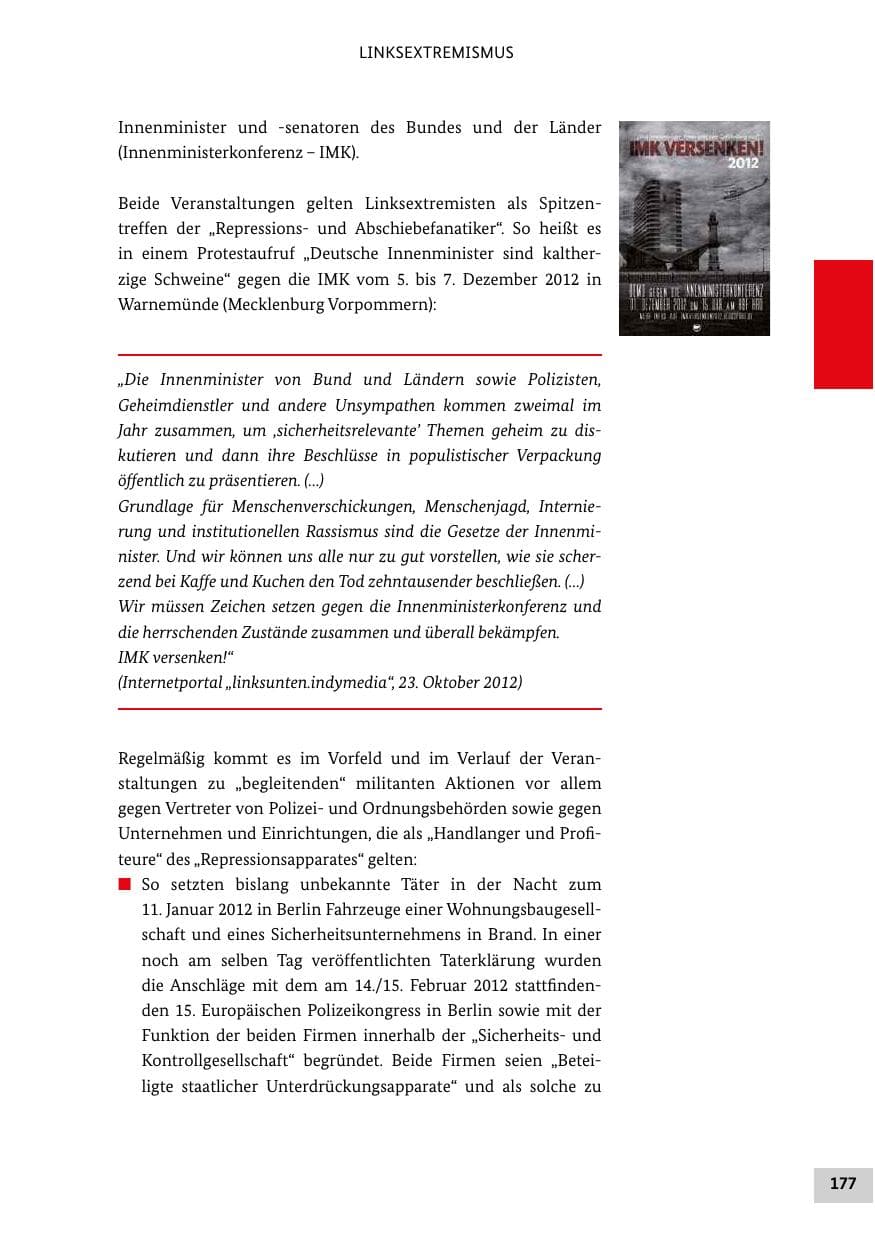 Seite 176 des Verfassungsschutzbericht 2012 Bund
