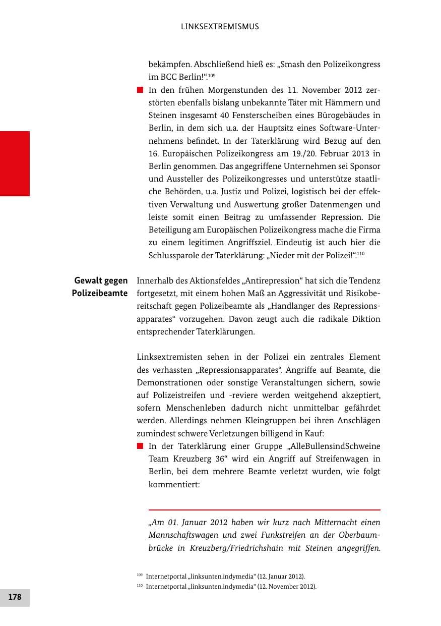 Seite 177 des Verfassungsschutzbericht 2012 Bund