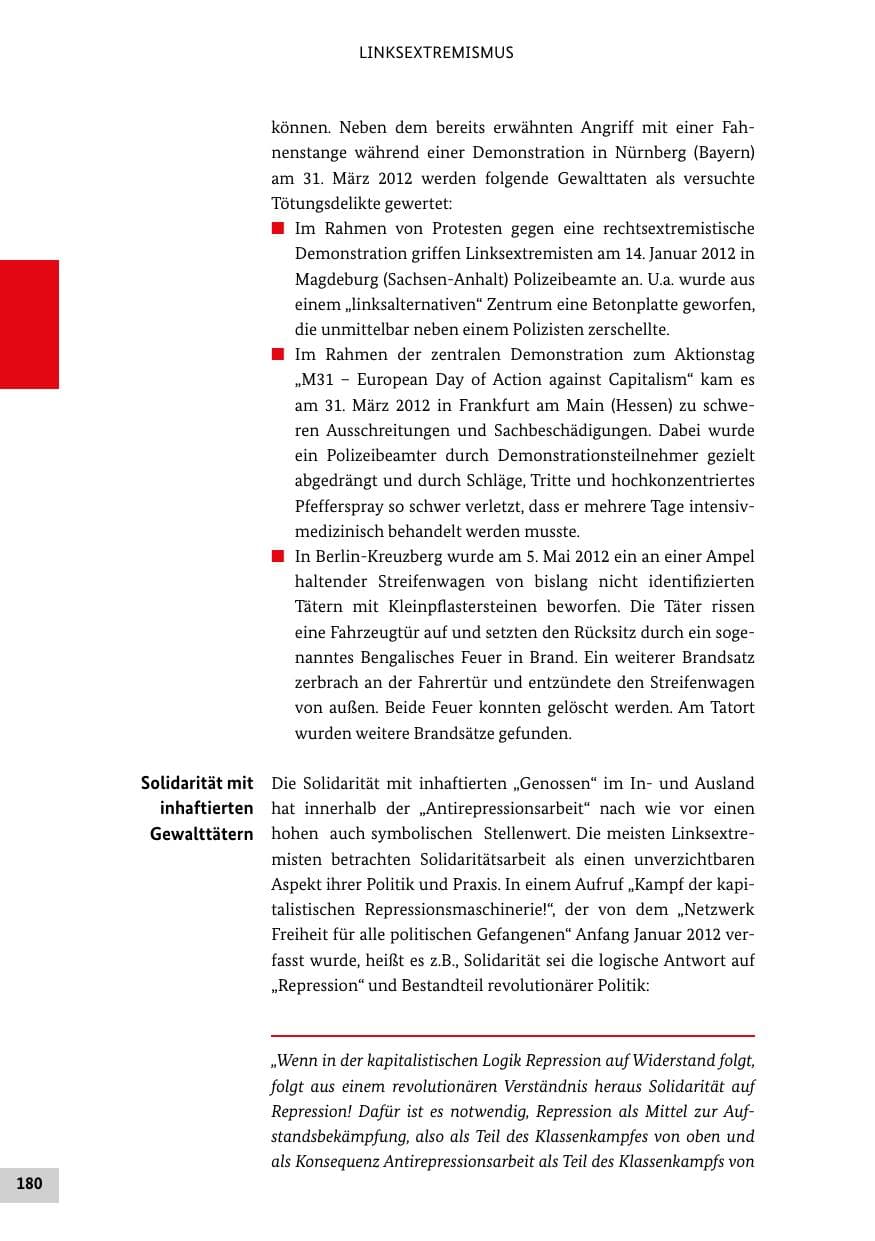 Seite 179 des Verfassungsschutzbericht 2012 Bund