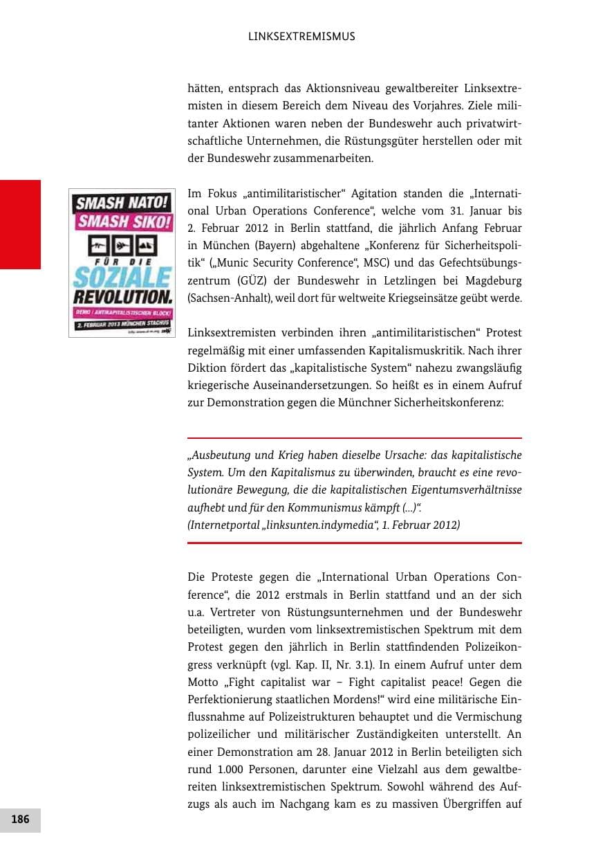 Seite 185 des Verfassungsschutzbericht 2012 Bund