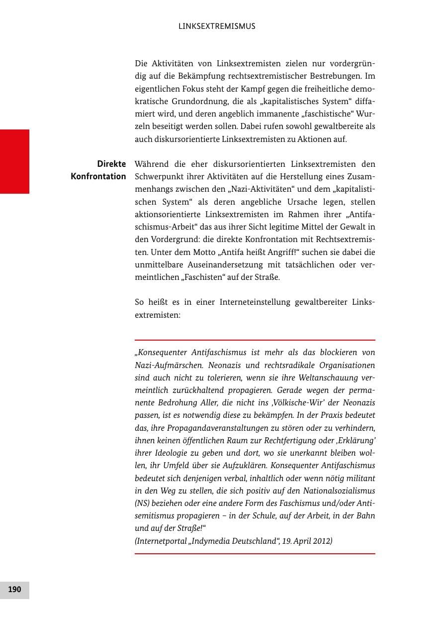 Seite 189 des Verfassungsschutzbericht 2012 Bund