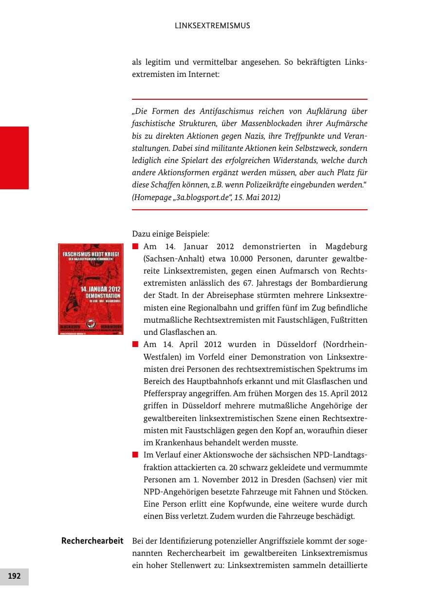 Seite 191 des Verfassungsschutzbericht 2012 Bund