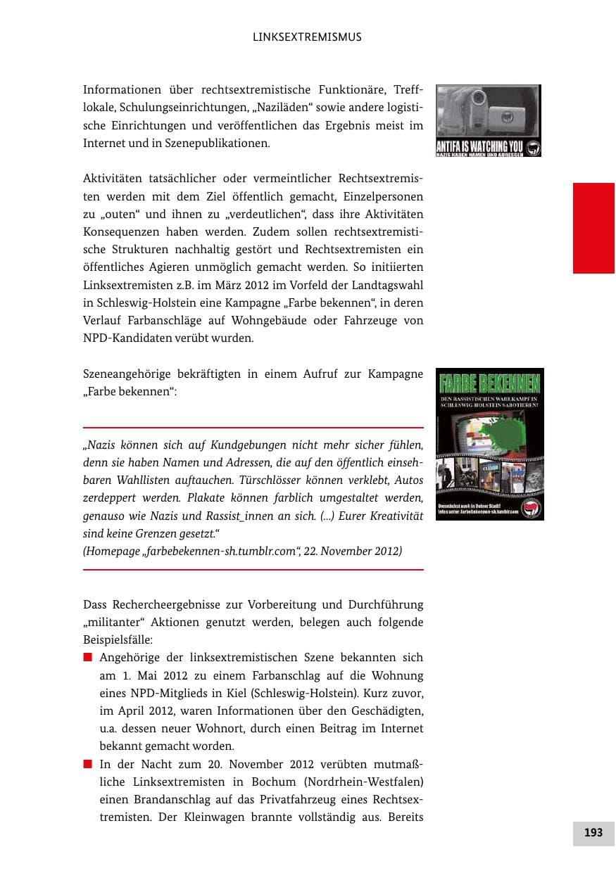 Seite 192 des Verfassungsschutzbericht 2012 Bund