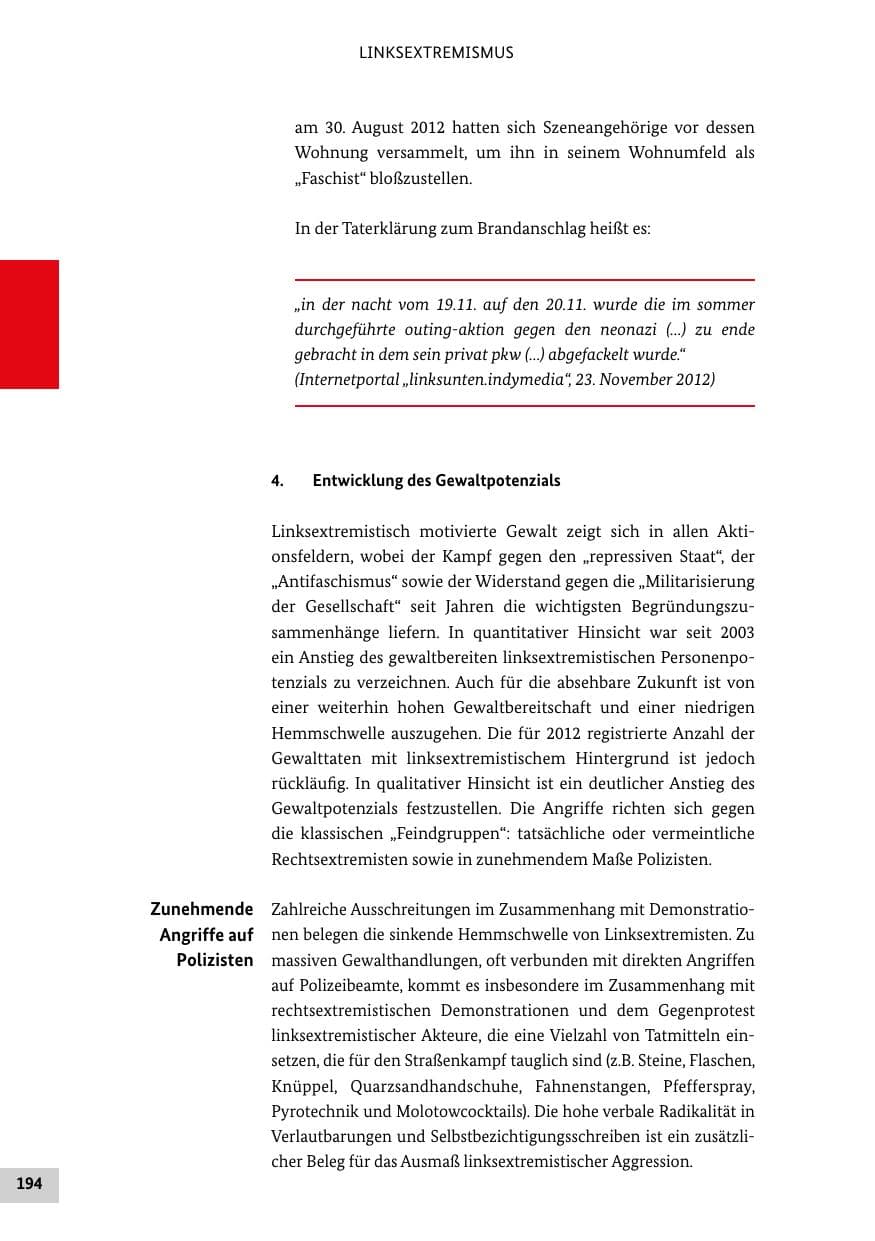 Seite 193 des Verfassungsschutzbericht 2012 Bund
