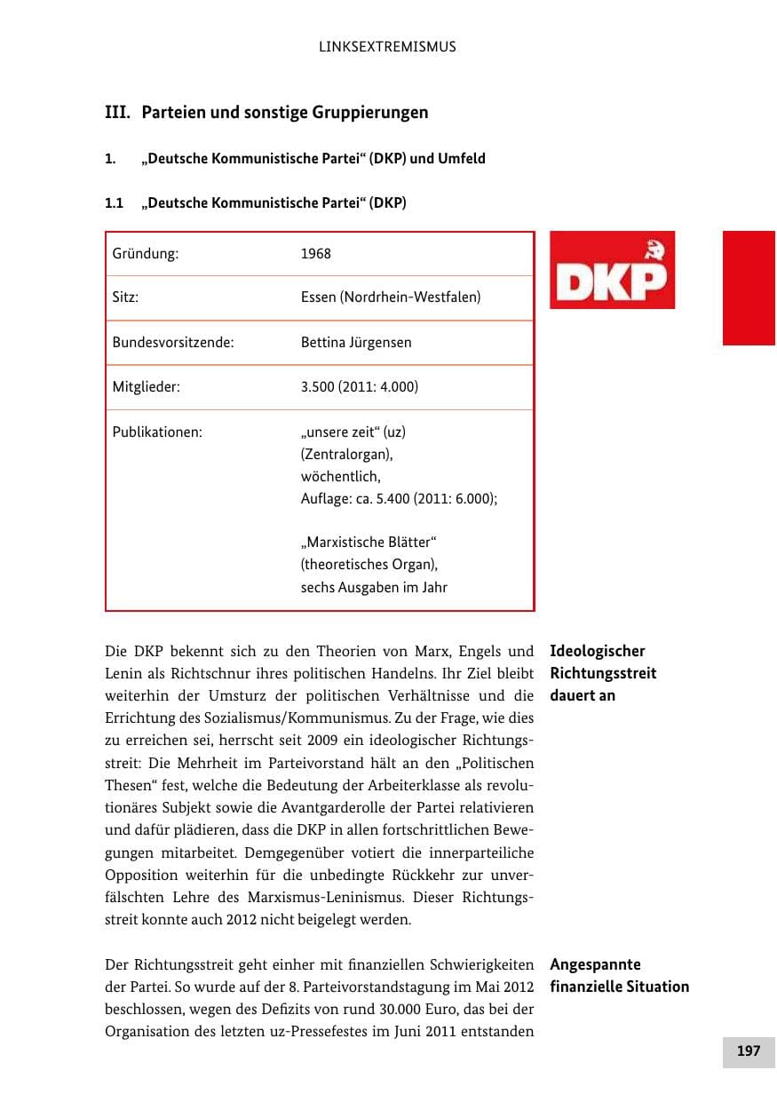 Seite 196 des Verfassungsschutzbericht 2012 Bund
