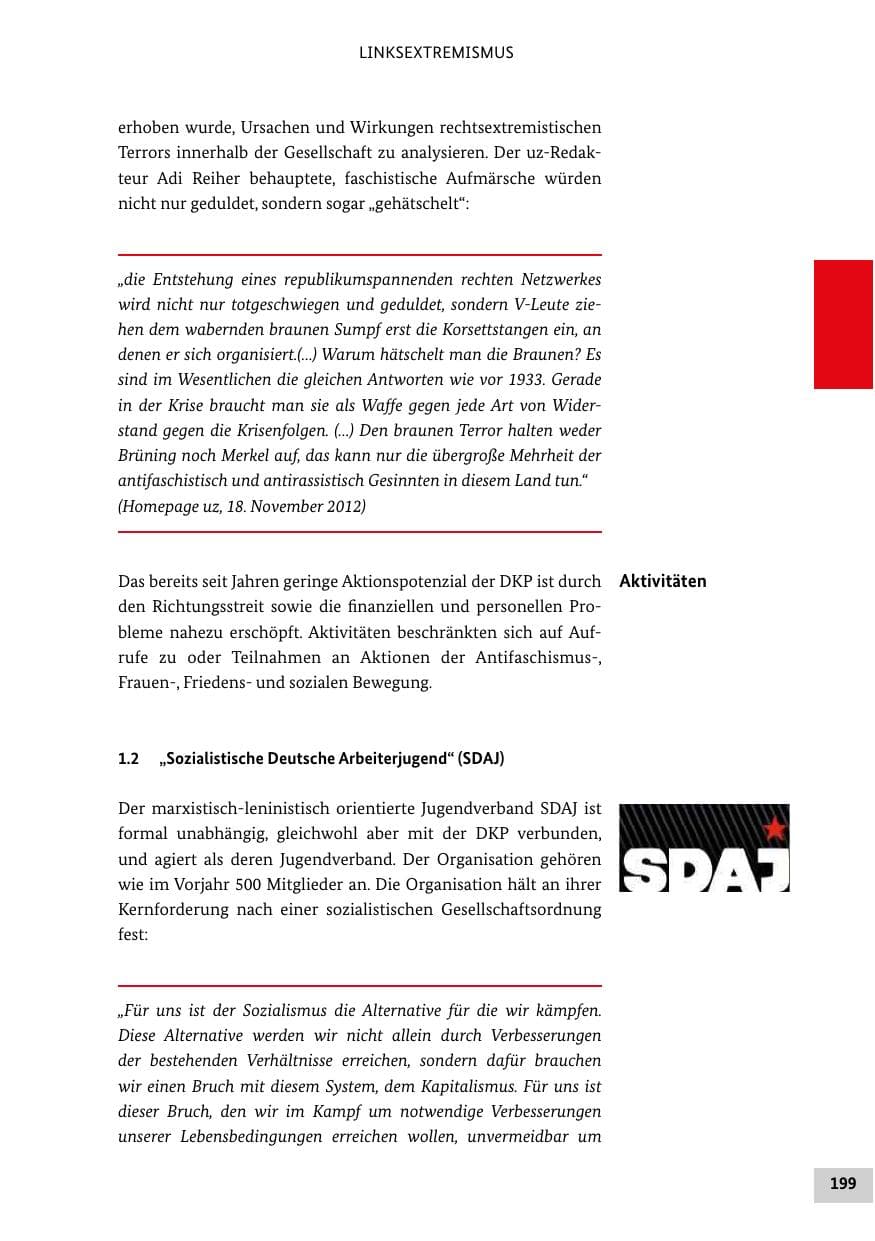 Seite 198 des Verfassungsschutzbericht 2012 Bund