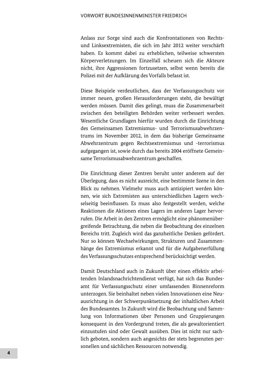 Seite 3 des Verfassungsschutzbericht 2012 Bund