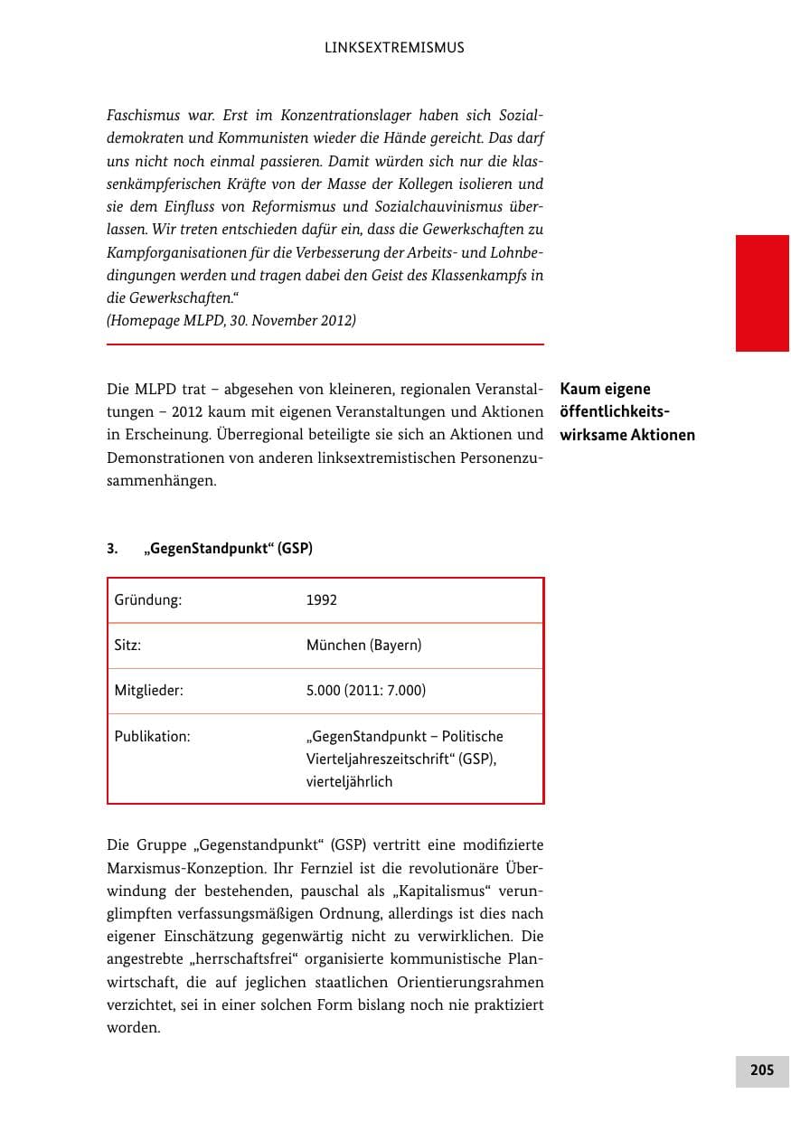 Seite 204 des Verfassungsschutzbericht 2012 Bund
