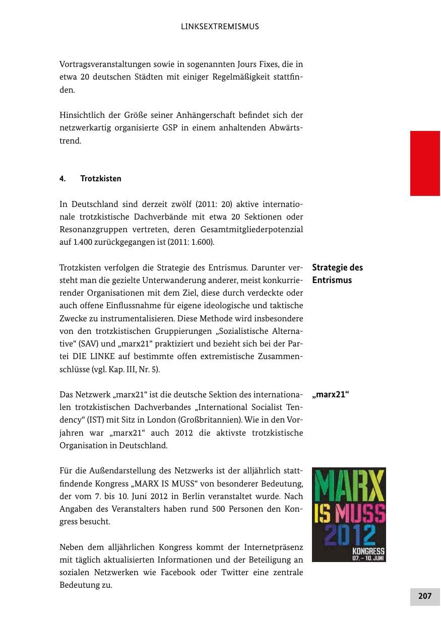 Seite 206 des Verfassungsschutzbericht 2012 Bund