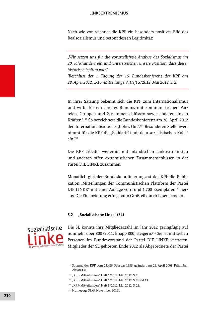 Seite 209 des Verfassungsschutzbericht 2012 Bund