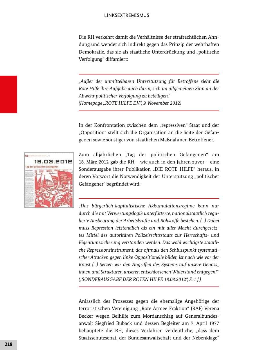 Seite 217 des Verfassungsschutzbericht 2012 Bund