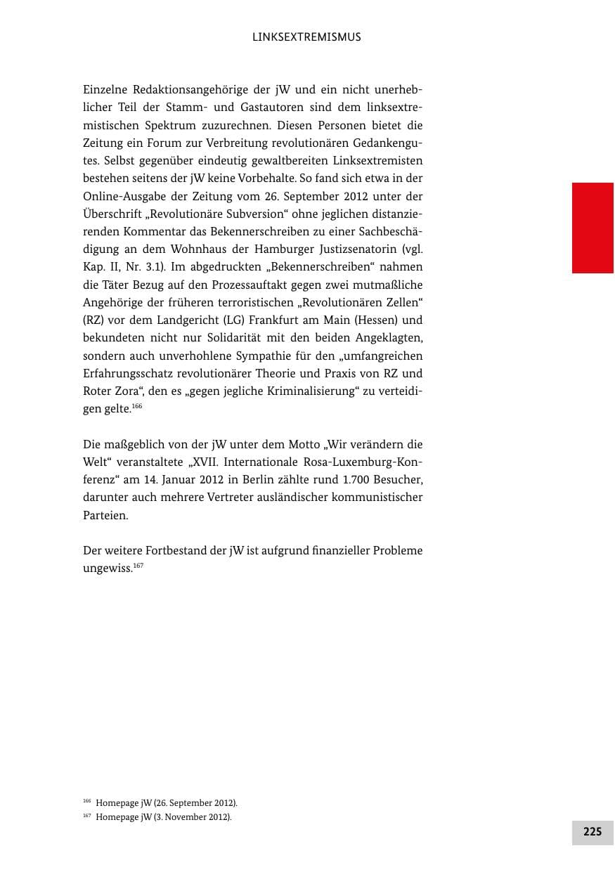 Seite 224 des Verfassungsschutzbericht 2012 Bund