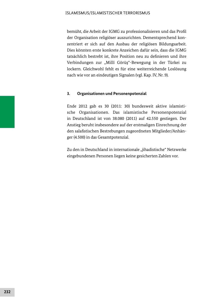 Seite 231 des Verfassungsschutzbericht 2012 Bund