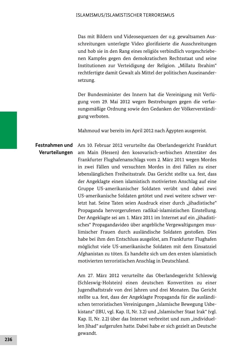 Seite 235 des Verfassungsschutzbericht 2012 Bund