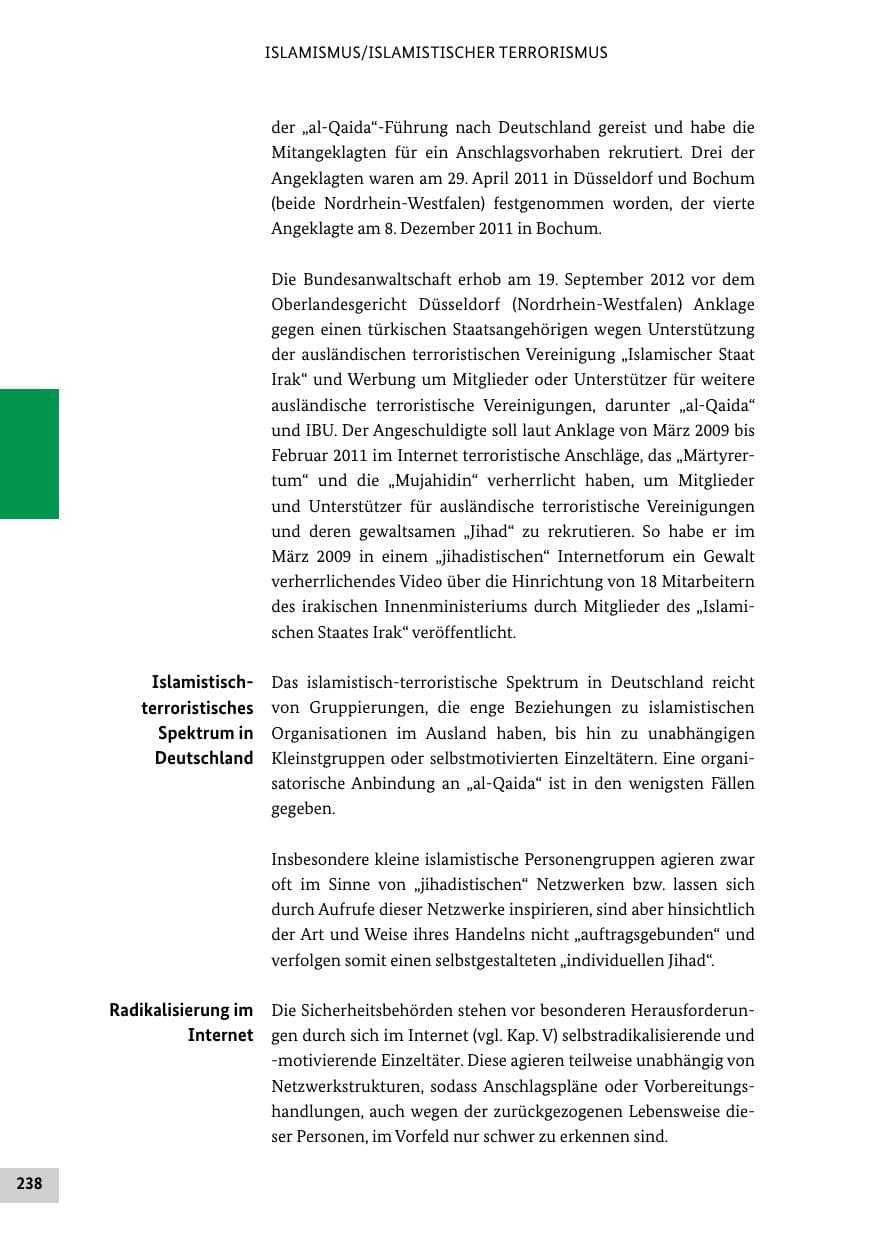 Seite 237 des Verfassungsschutzbericht 2012 Bund