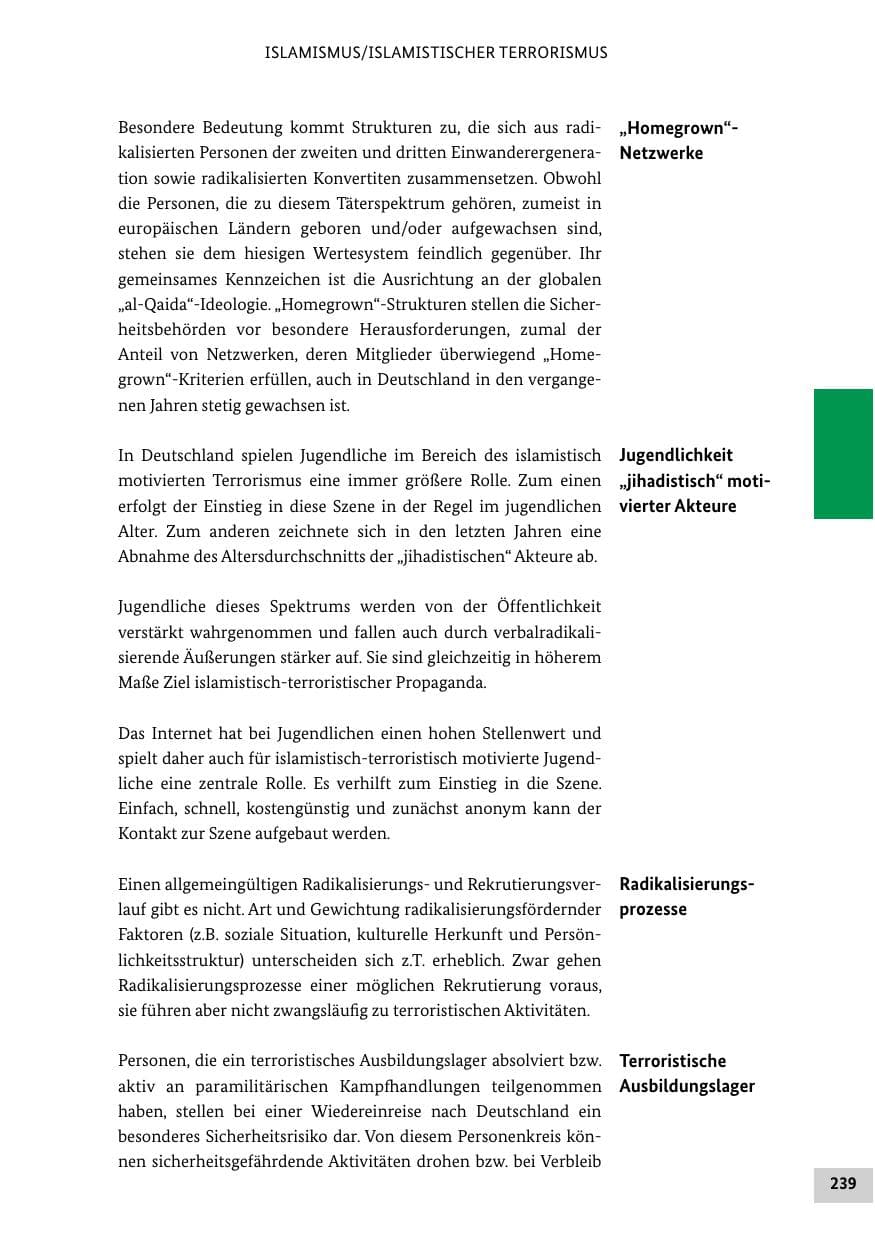 Seite 238 des Verfassungsschutzbericht 2012 Bund