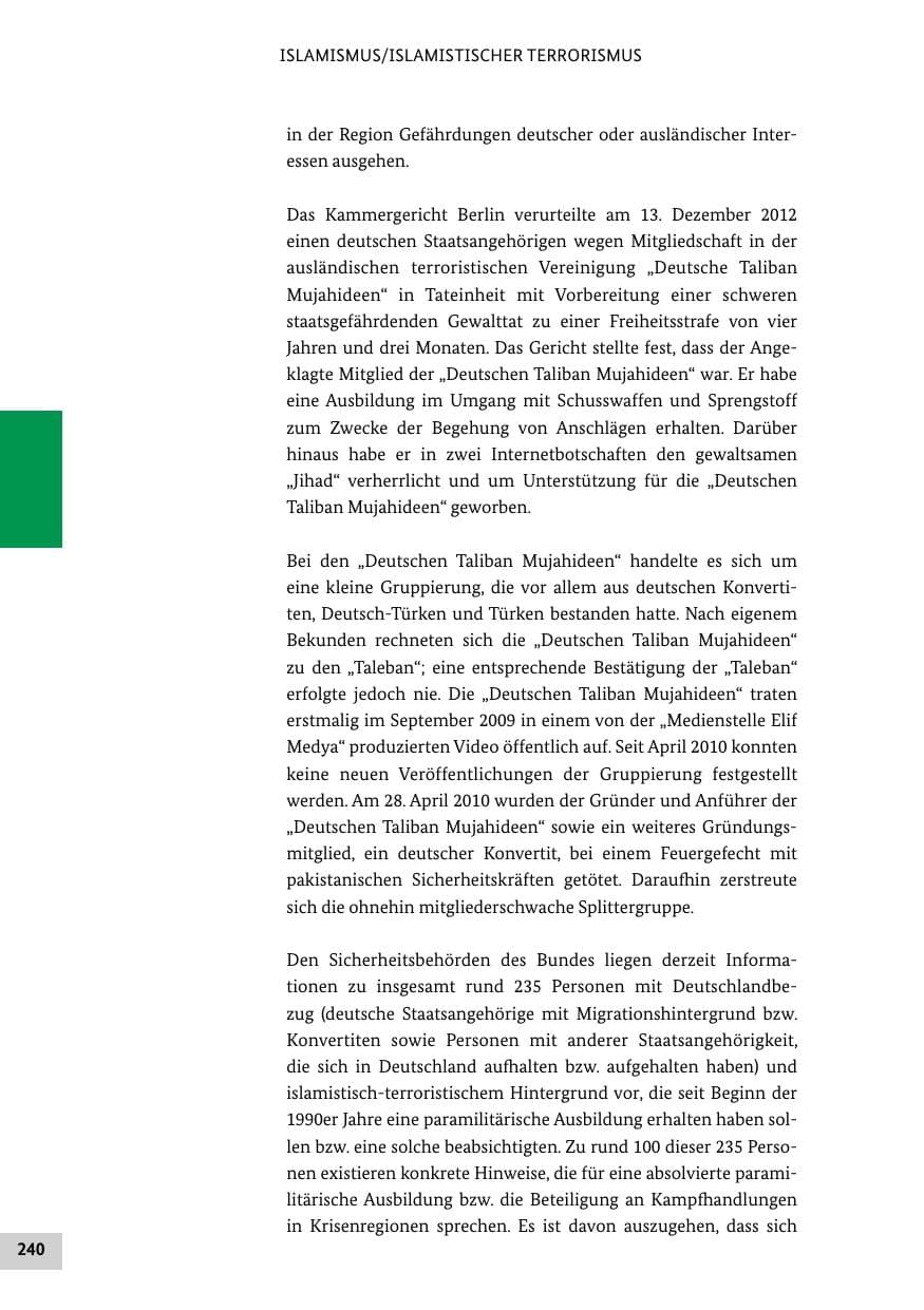 Seite 239 des Verfassungsschutzbericht 2012 Bund