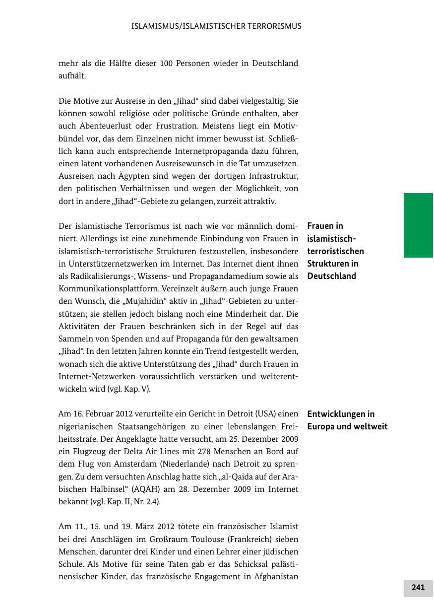 Seite 240 des Verfassungsschutzbericht 2012 Bund