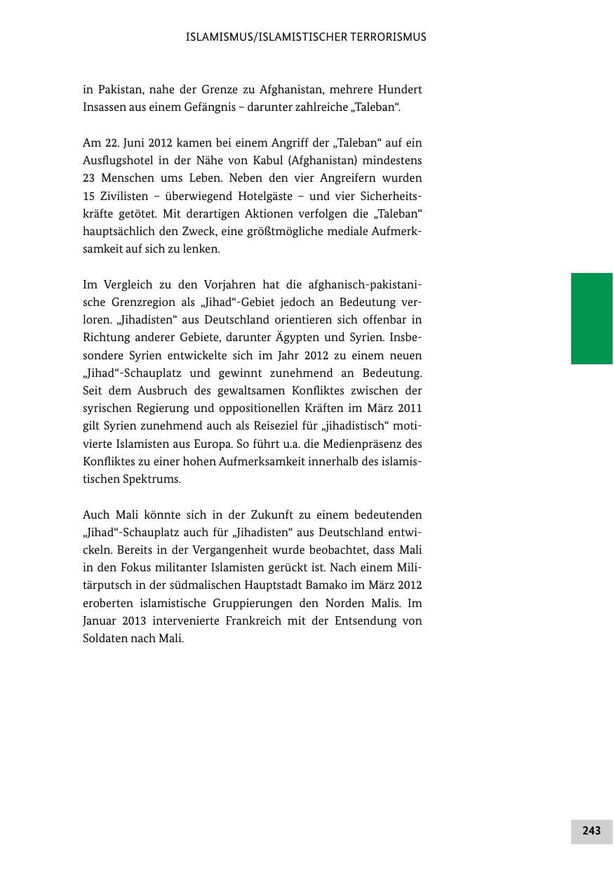 Seite 242 des Verfassungsschutzbericht 2012 Bund
