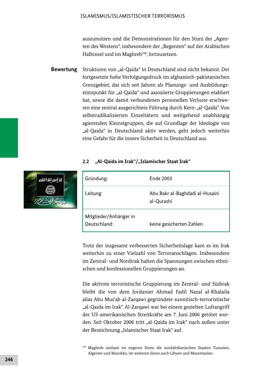 Seite 245 des Verfassungsschutzbericht 2012 Bund
