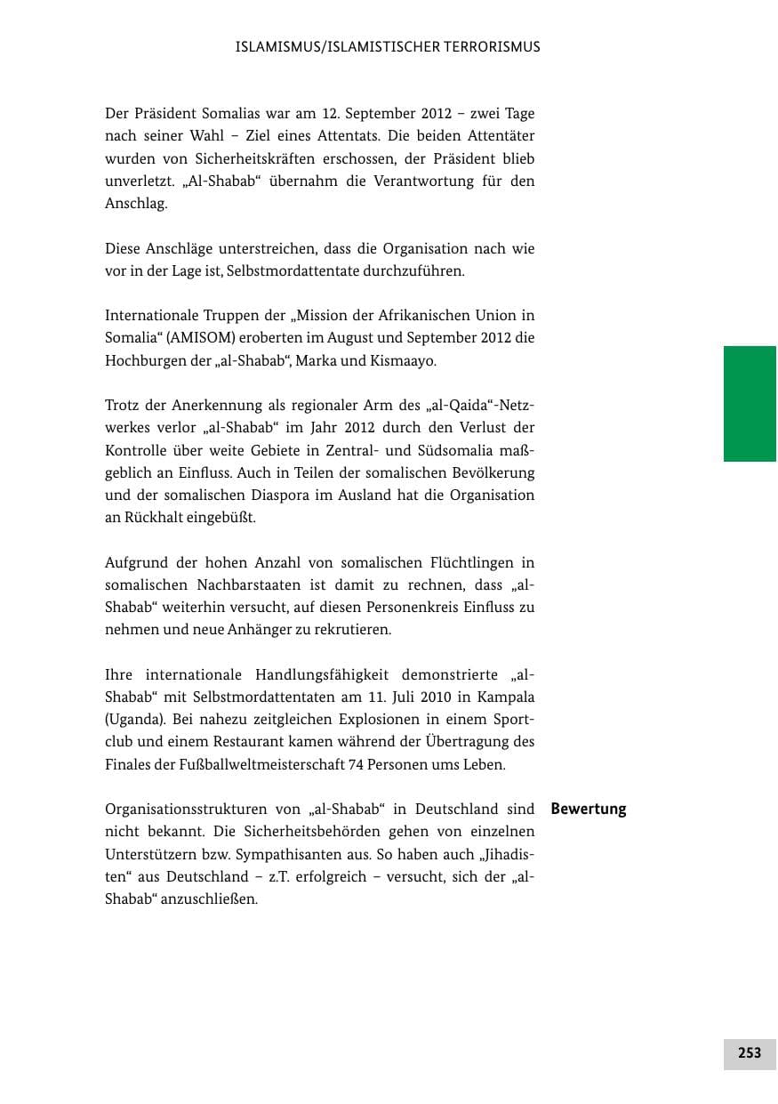 Seite 252 des Verfassungsschutzbericht 2012 Bund