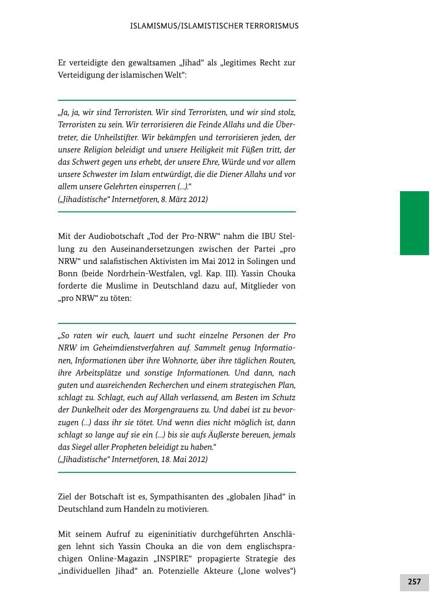 Seite 256 des Verfassungsschutzbericht 2012 Bund