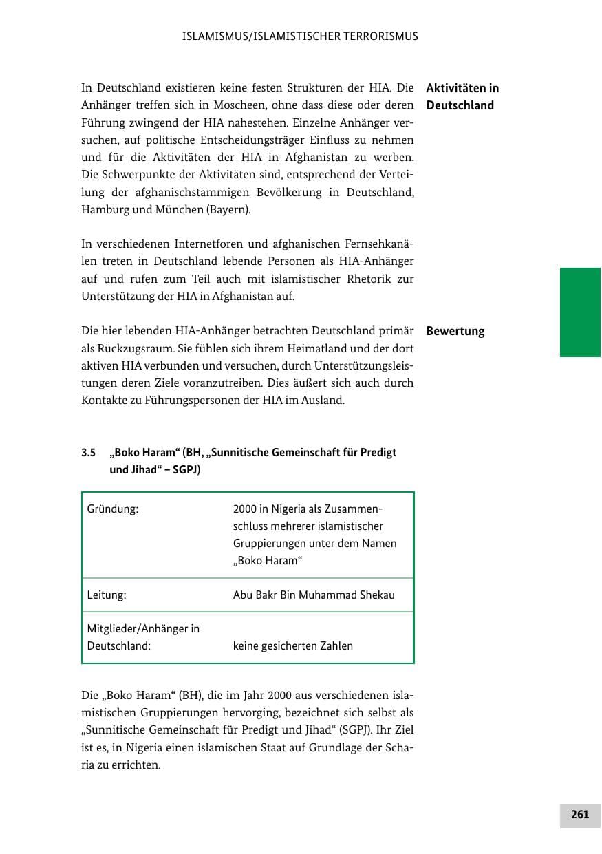Seite 260 des Verfassungsschutzbericht 2012 Bund