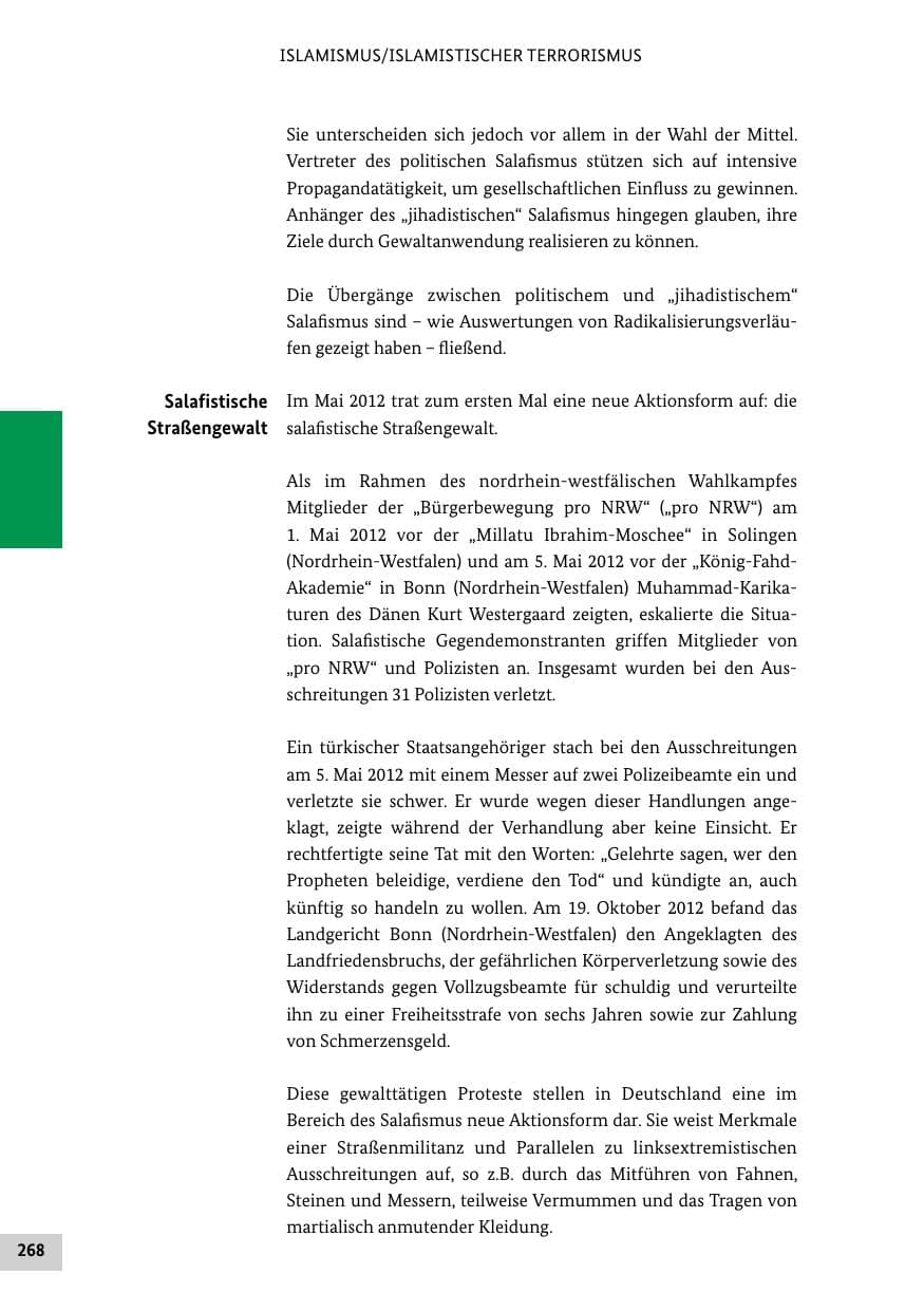 Seite 267 des Verfassungsschutzbericht 2012 Bund