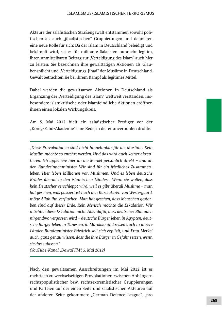 Seite 268 des Verfassungsschutzbericht 2012 Bund