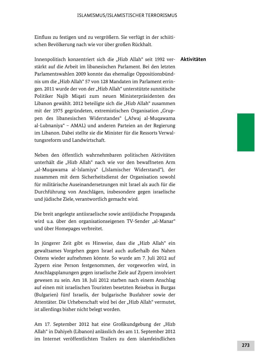 Seite 272 des Verfassungsschutzbericht 2012 Bund