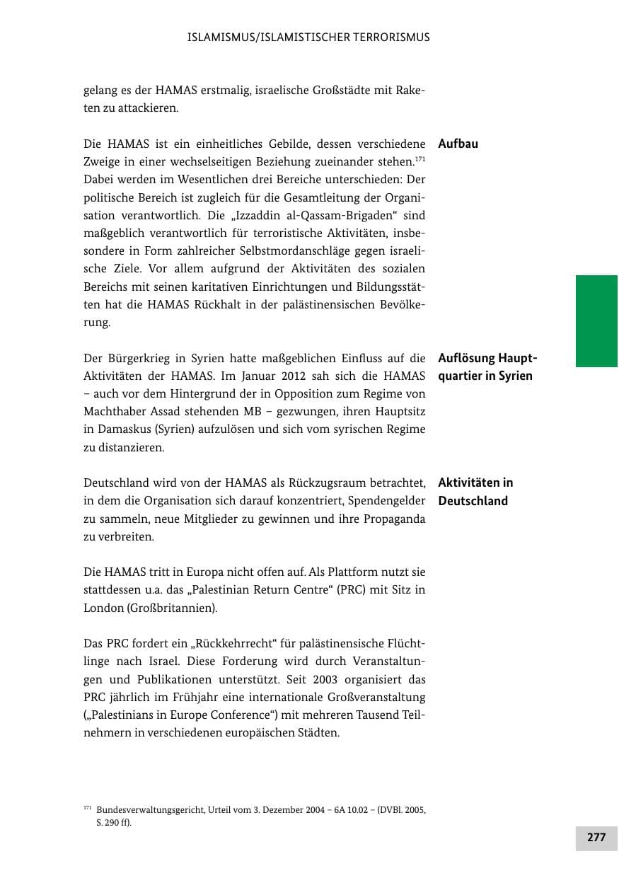 Seite 276 des Verfassungsschutzbericht 2012 Bund