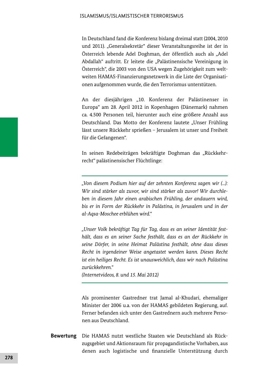 Seite 277 des Verfassungsschutzbericht 2012 Bund