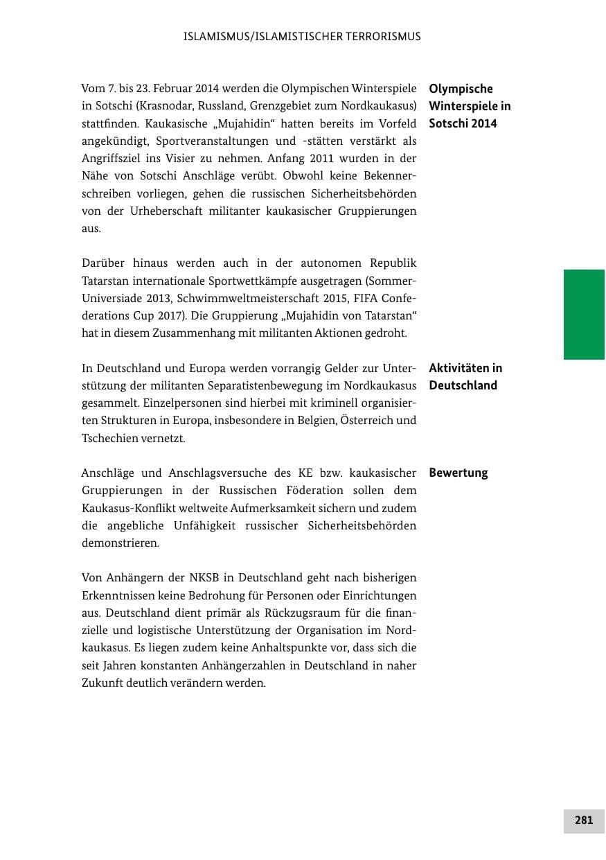 Seite 280 des Verfassungsschutzbericht 2012 Bund